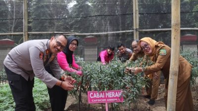 Polres Langkat Ikuti Launching Program Perkarangan Pangan Lestari bagi Ketahanan Pangan Nasional
