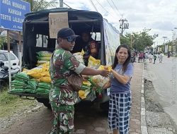 Jaga Stabilitas Harga Beras, Kodim 1710/Mimika Kolaborasi Dengan Perum Bulog Terus Gelar Gerakan Pangan Murah Kepada Warga Timika